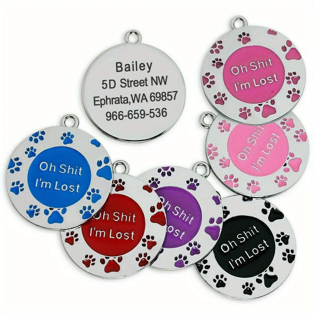 개인 맞춤형 반짝이 발자국 애완동물 태그, 이름 및 전 - Phone Accessories And Names 리뷰 및 가격